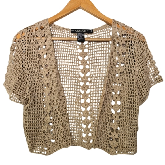 Rampage Sweaters - Vintage Rampage Women's Beige Crochet Cover Up Sweater Top